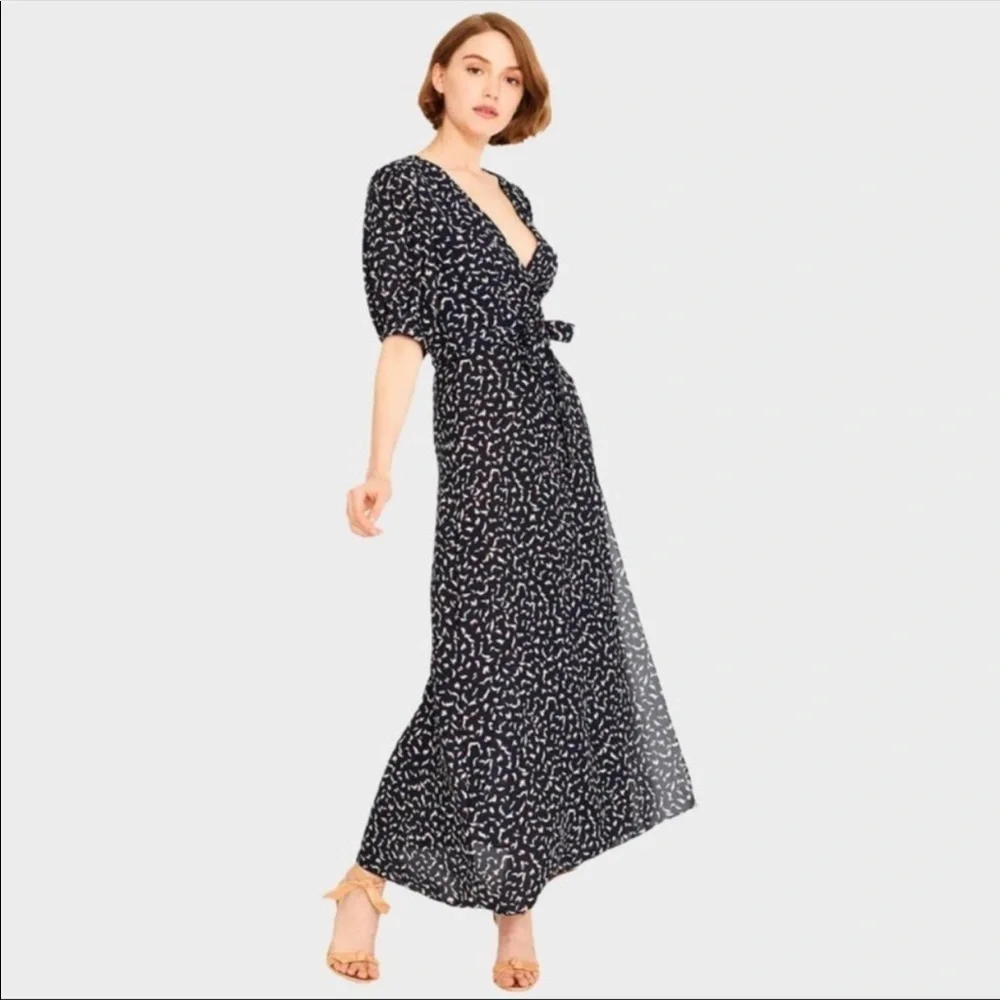 MISA Los Angeles | Andrea Wrap Dress Resort Petals Puff Sleeve NEW Size M - Picture 3 of 10